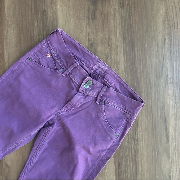 Y2K Hudson Denim Purple Button Pocket Straight Skinny Jean - Picture 3 of 15